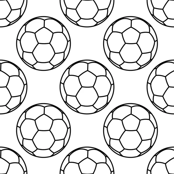 Football or soccer balls outlines seamless pattern — Stock Vector
