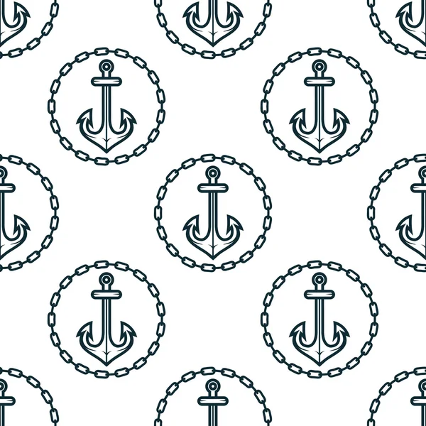 Ship anchors with chain border spattern — ストックベクタ
