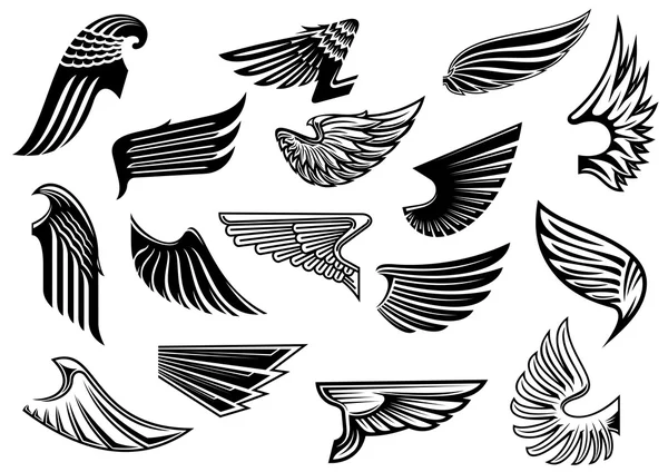 Vintage isolated heraldic wings set — Stockvector