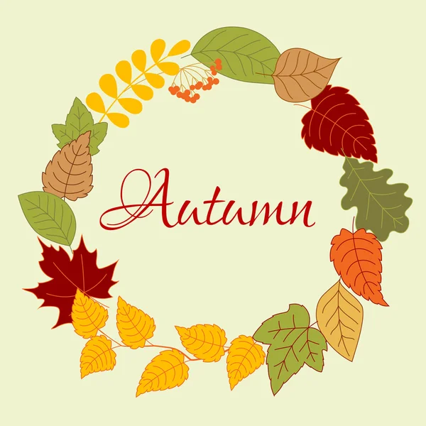 Frame with autumn leaves and rowan fruits — Stockvector