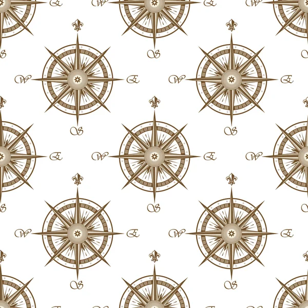 Vintage nautical compass seamless pattern — Stock Vector
