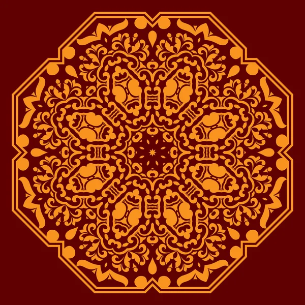 Ornement circulaire avec des éléments orange — Image vectorielle