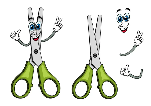 Cartoon scissors with victory gestures — Stock Vector