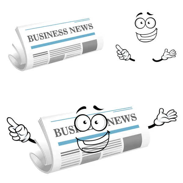 Cartoon joyful business newspaper character — Stock Vector