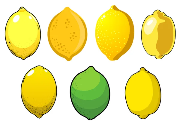 Limones frescos jugosos y frutas de lima — Vector de stock