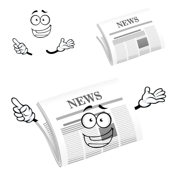 Cartoon gelukkige krant pictogram karakter — Stockvector