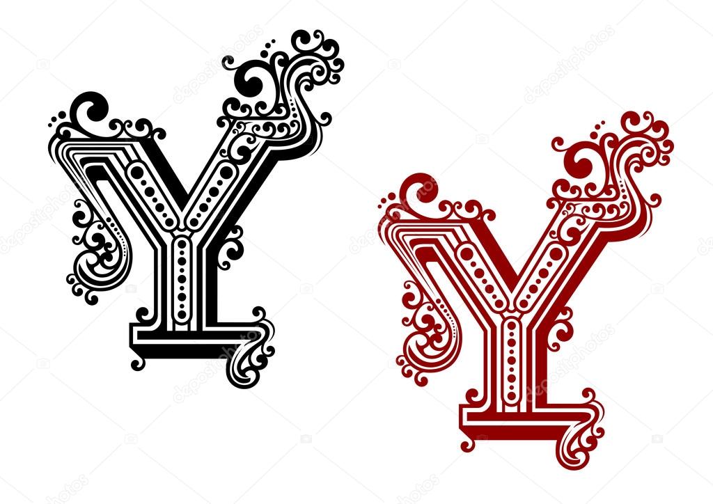 Vintage isolated capital letter Y