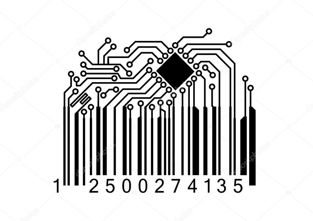 Bar code with computer chip