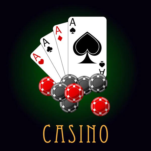 Casino symbols wit cards and chips — ストックベクタ