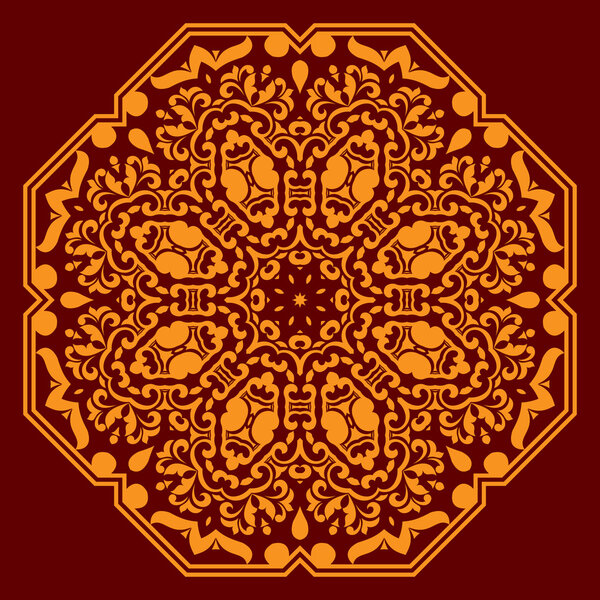 Circular ornament with orange elements