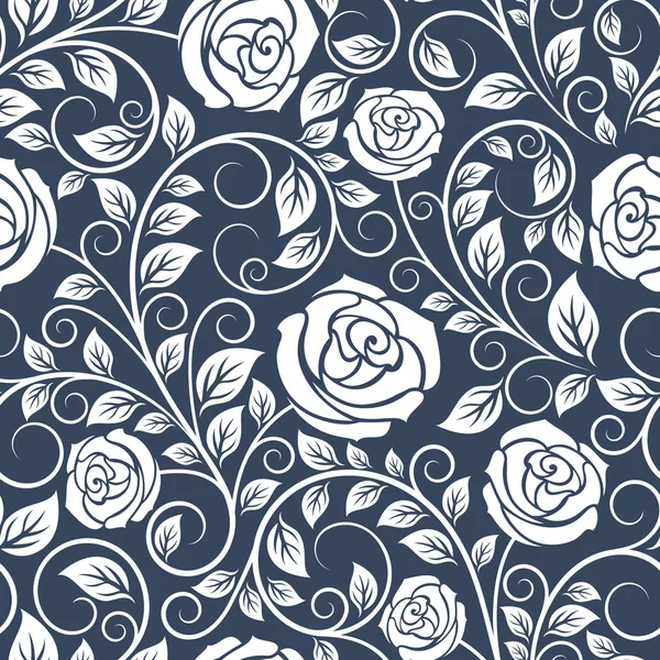 Seamless pattern of white roses — Stok Vektör