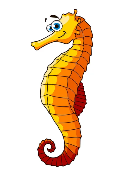 Yellow underwater seahorse cartoon character — Stock Vector