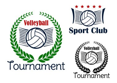 Volleyball game sport heraldic emblems 