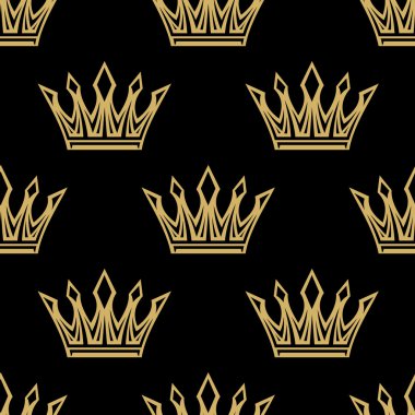 Golden royal crowns seamless pattern