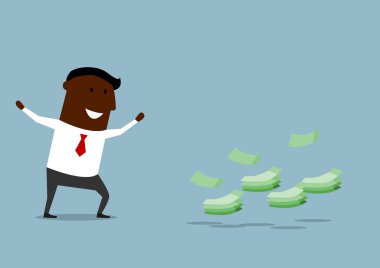 parayı buldu mutlu karikatür işadamı