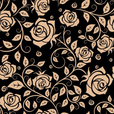 Retro roses floral seamless pattern