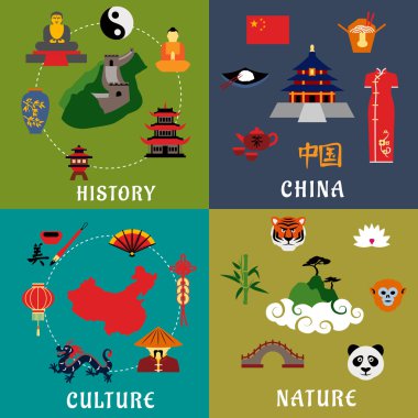 China history, culture and nature icons