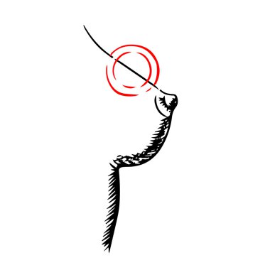 Sketch of female breast with red pointer