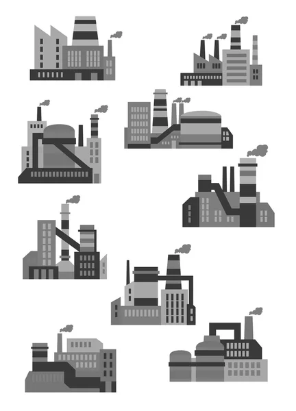 Flat plants and factories icons — Stockvector