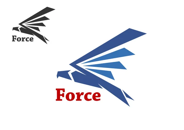 Simbolo di forza con falco blu — Vettoriale Stock