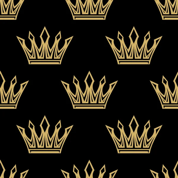 Golden royal crowns seamless pattern — Stock Vector
