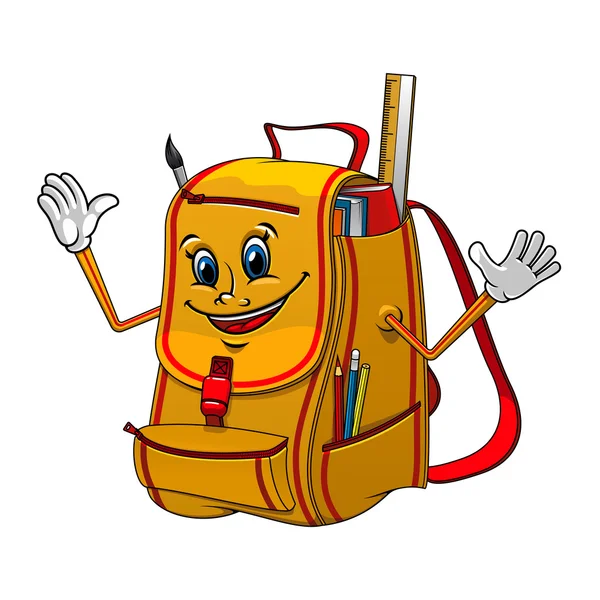 School backpack character with supplies — Stock Vector