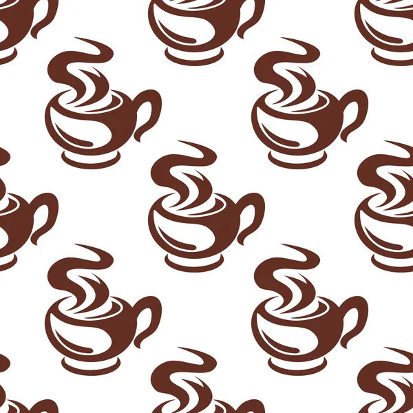 Steaming coffee cups retro seamless pattern — Διανυσματικό Αρχείο