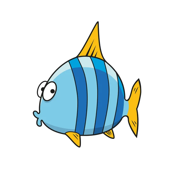 Cartoon isolated blue striped fish — Stock vektor