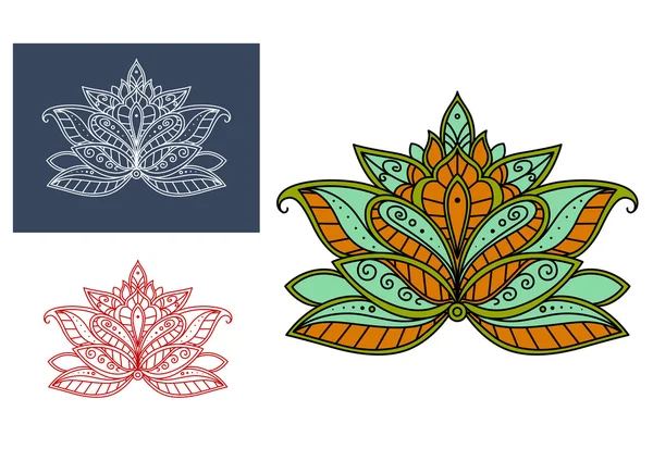 Isolated persian paisley floral element — Stockový vektor