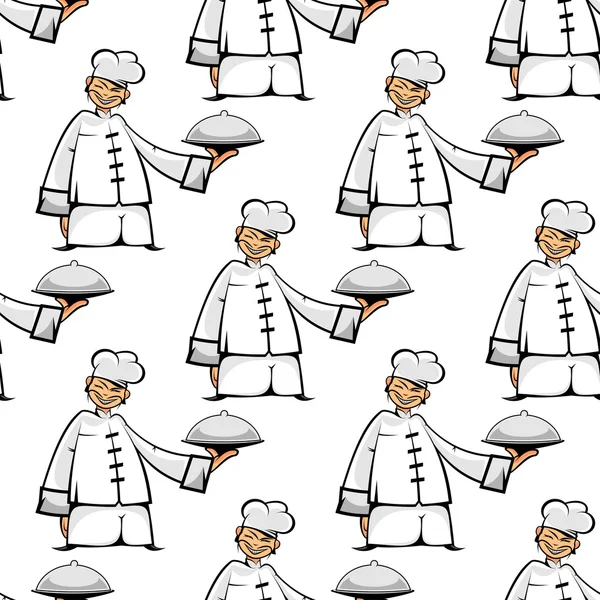 Chinese cook with tray seamless pattern — Wektor stockowy