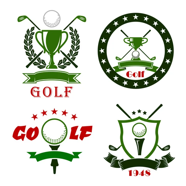 Juego de golf símbolos con artículos deportivos — Vector de stock