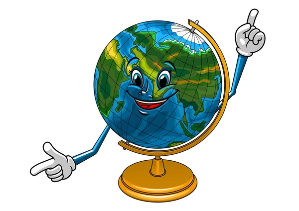 School geographical globe cartoon character — Διανυσματικό Αρχείο