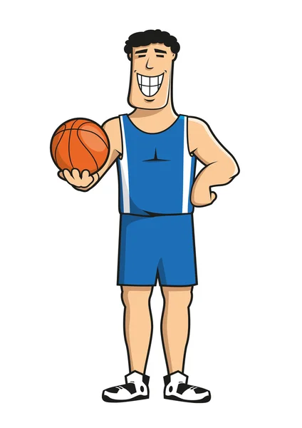 Cartoon-Basketballspieler mit Ball — Stockvektor