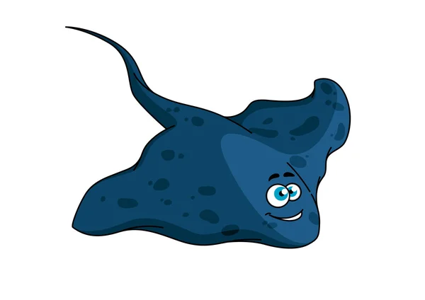 Azul manchado stingray personaje de dibujos animados — Vector de stock