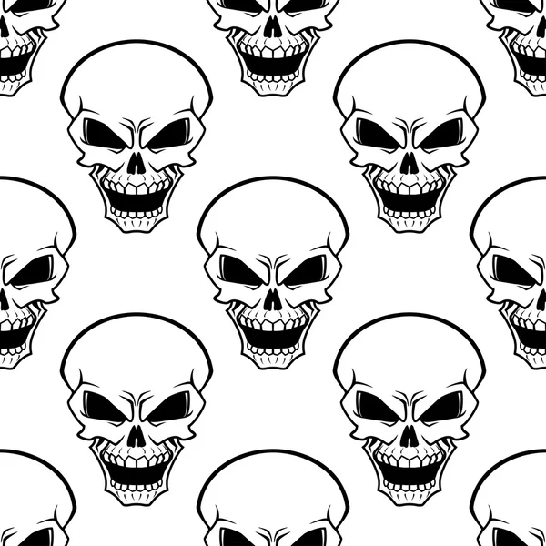 Aggressive skulls seamless pattern background — Stock Vector