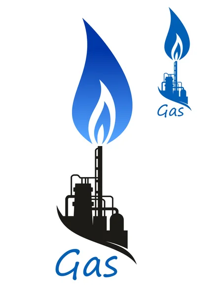 Пламя природного газа и промышленный завод — стоковый вектор
