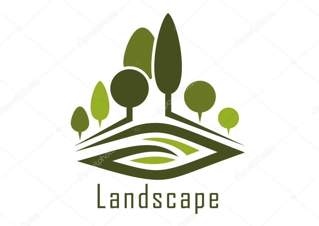 Park landscape icon with alleys and lawn 