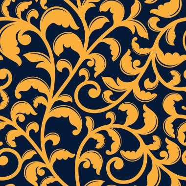 Yellow floral seamless pattern on blue