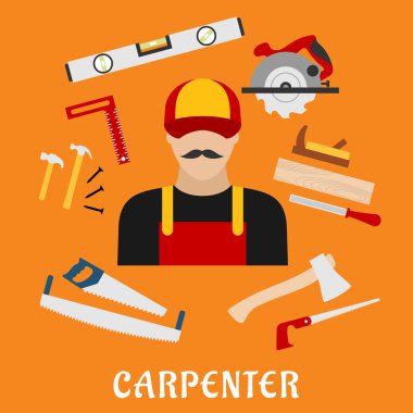 Carpenter and his toolbox tools