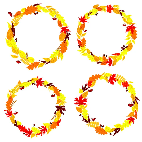 Autumnal leaves frames and borders set — Διανυσματικό Αρχείο
