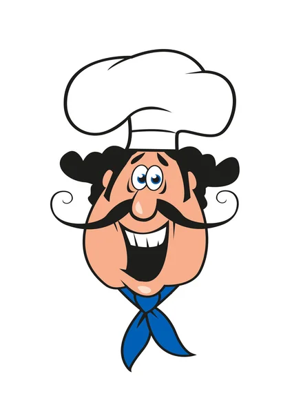 Dessin animé moustachu chef italien en casquette de cuisinier — Image vectorielle