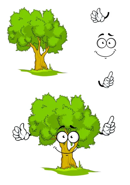 Árbol de dibujos animados con signo de atención — Vector de stock