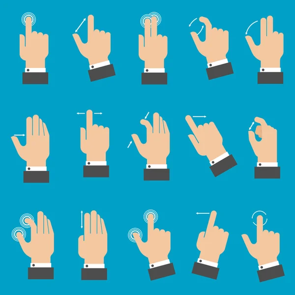 Multitouch gestures for tablet or smartphone — Stok Vektör