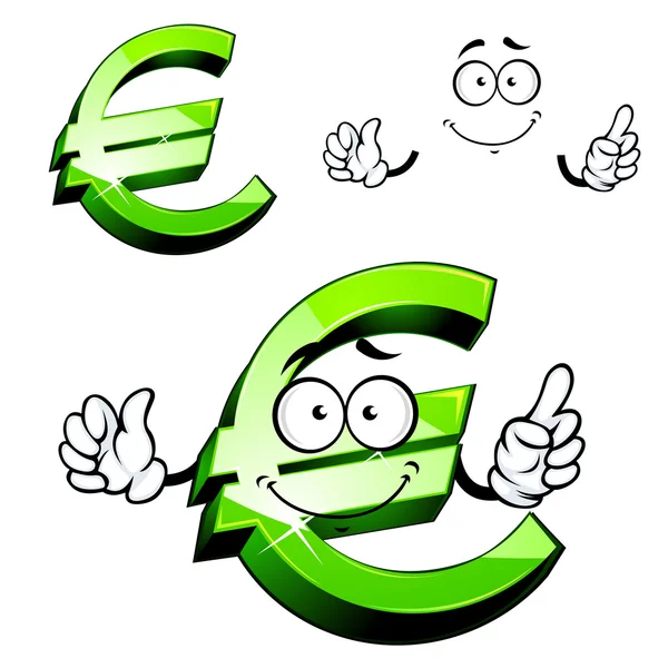 Cartoon isolated green euro sign — Stock Vector