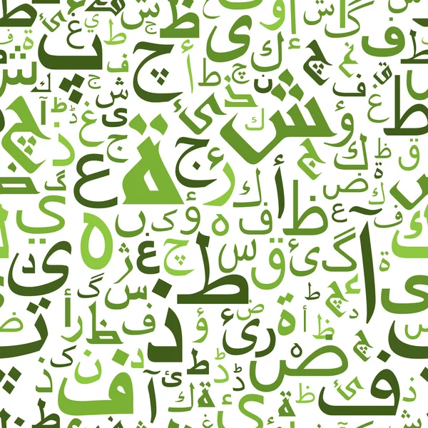 Seamless pattern with green arabic letters