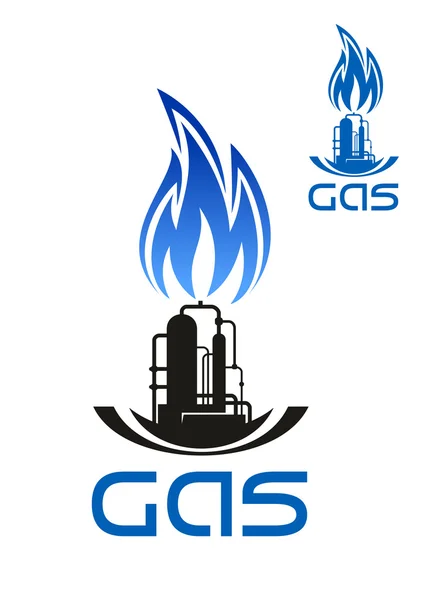 Zakład przemysłowy z gazu niebieski płomień — Wektor stockowy