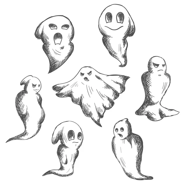 Eerie and danger Halloween ghosts — 图库矢量图片