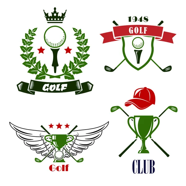 Golf club or tournament heraldic emblems — 图库矢量图片