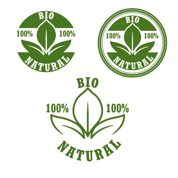 Natural bio green labels set — Stock Vector