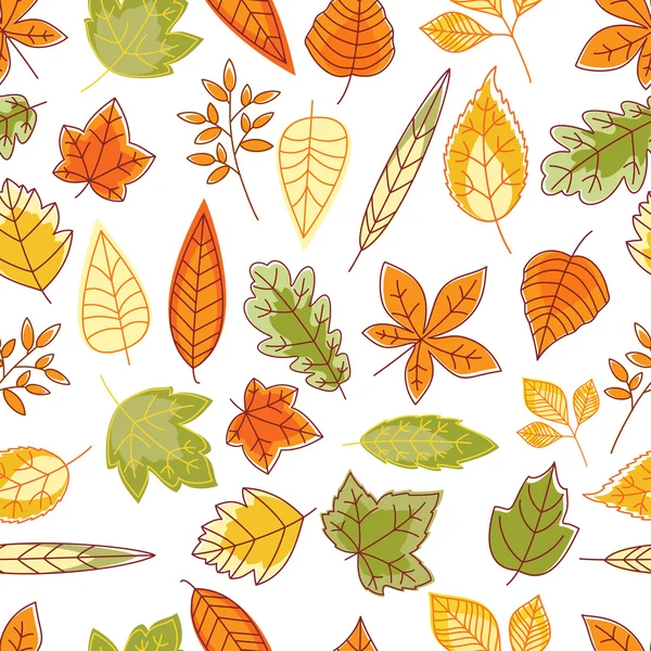 Seamless pattern with autumn leaves — Stock Vector